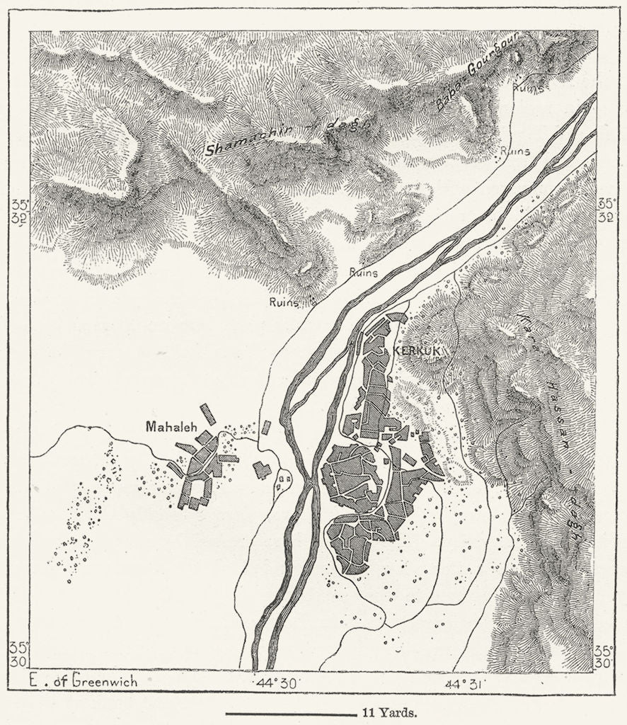 IRAQ. Kirkuk, sketch map c1885 old antique vintage plan chart
